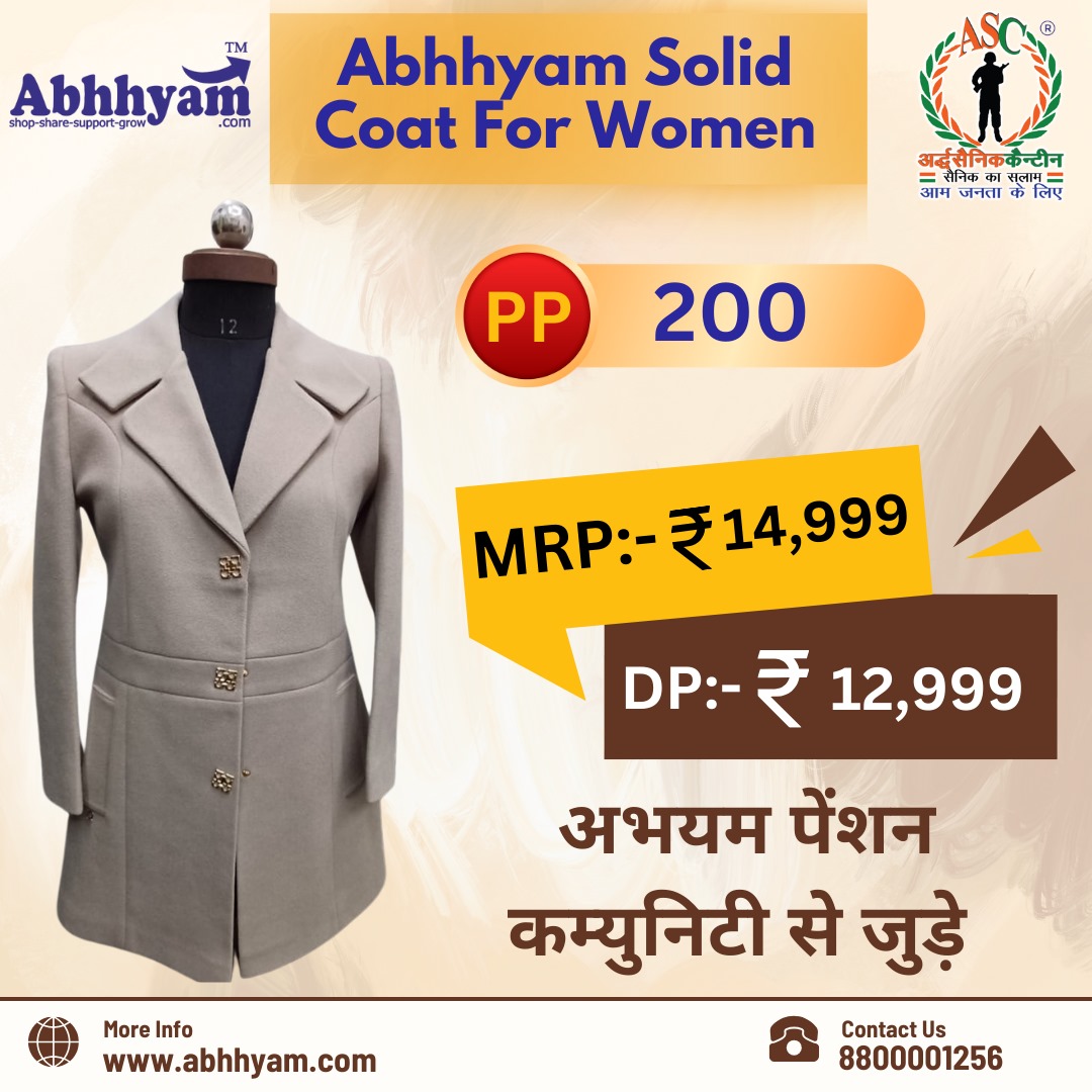 Abhhyam Soild Coat For Womem