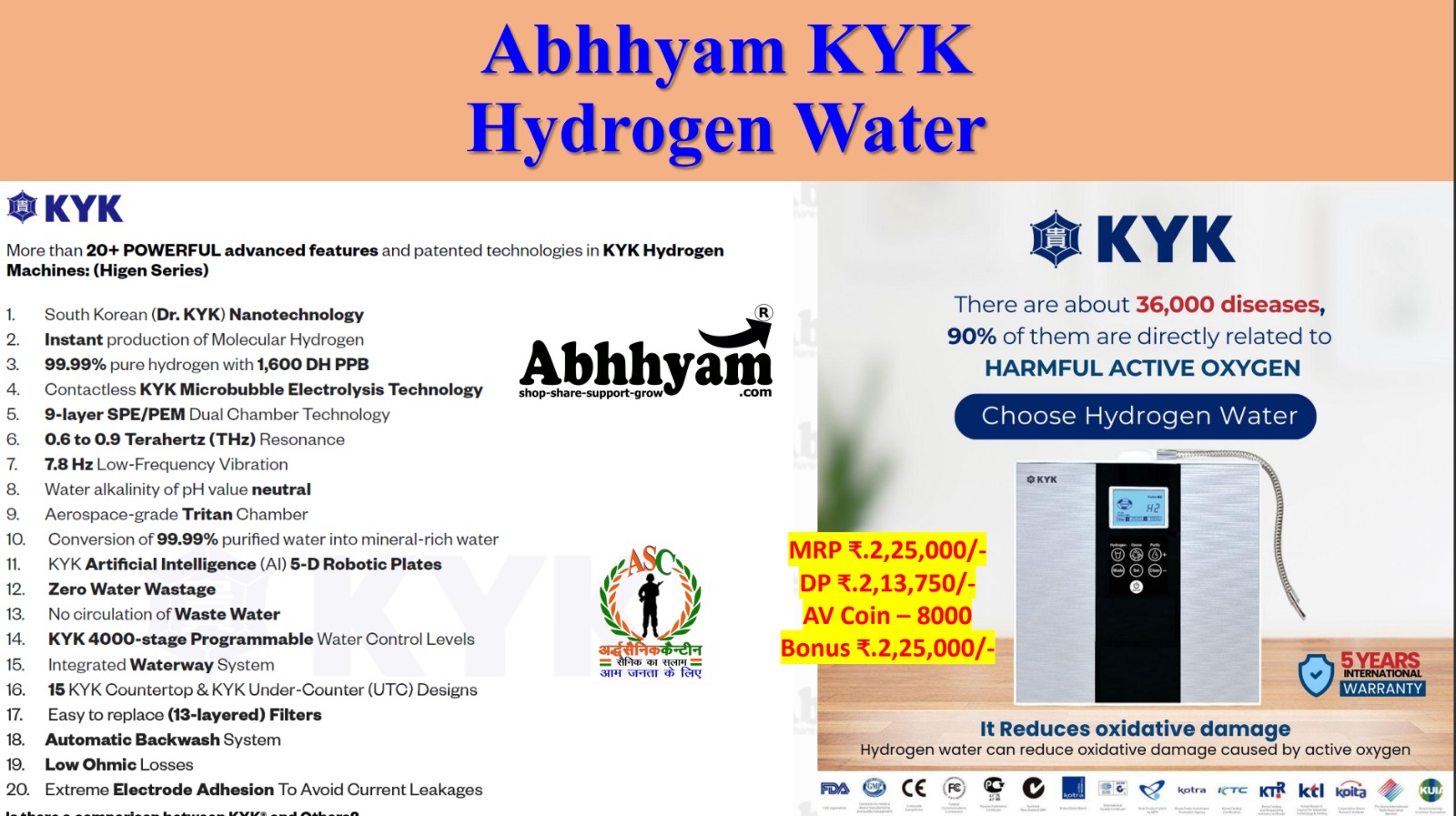 Abhhyam KYK  Hydrogen Water